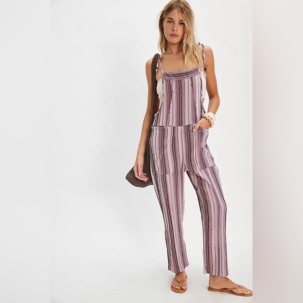 NWOT Free People Freya Stripe Overalls